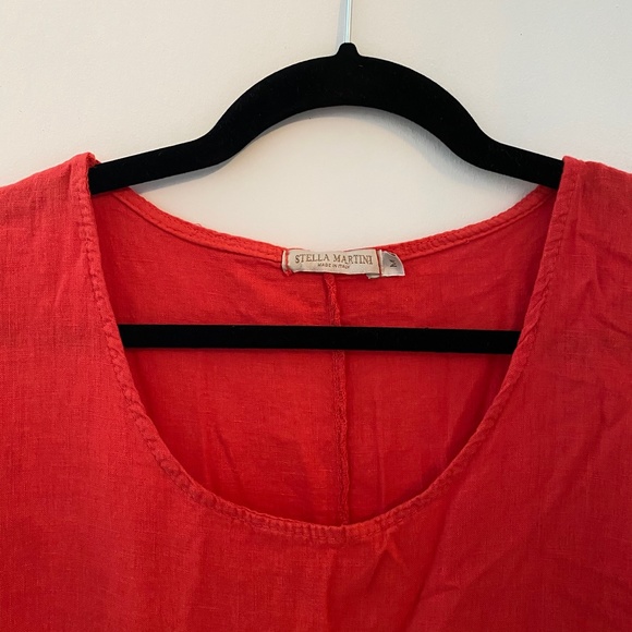 Italian Red/Orange Linen Dress - Picture 5 of 5